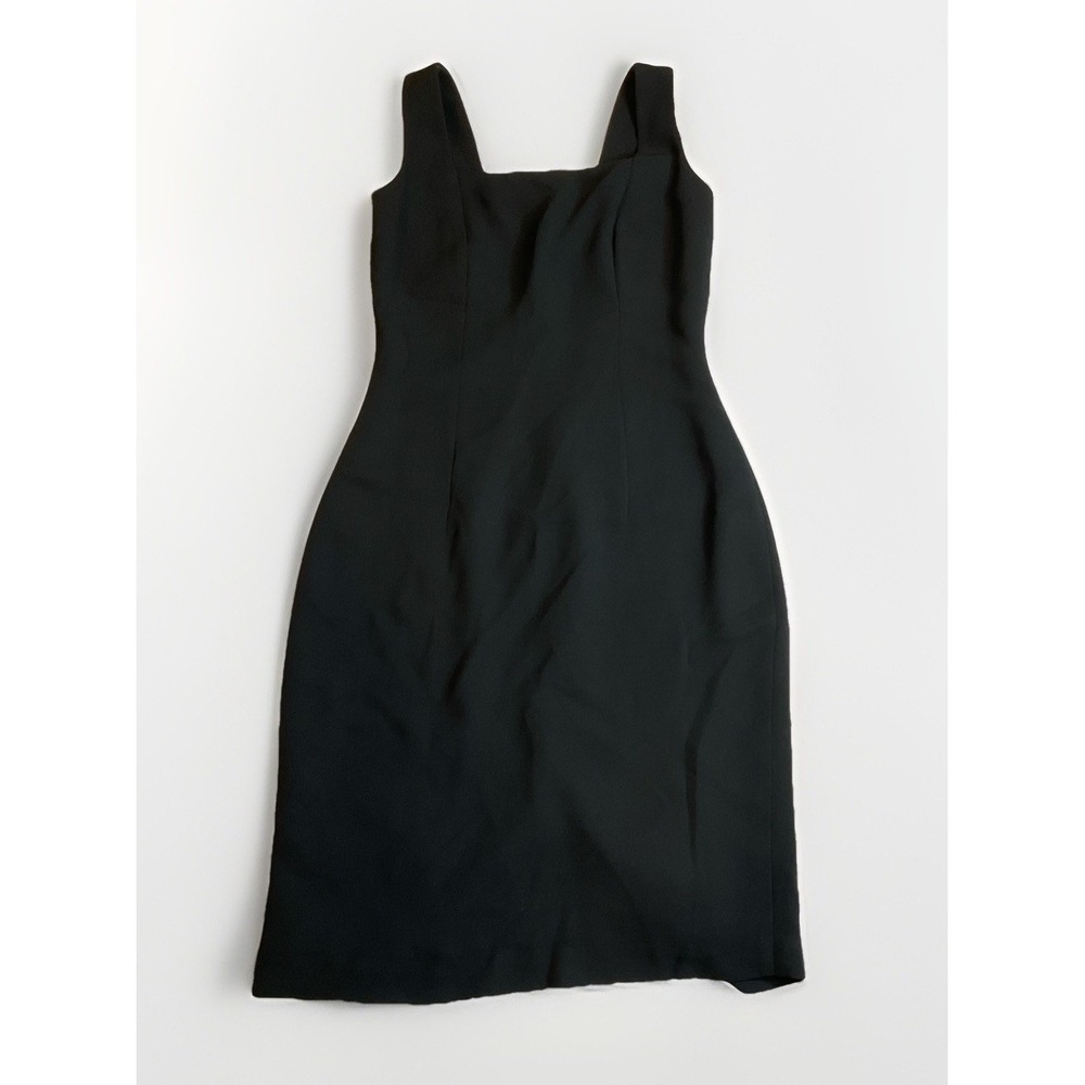 Andrea Polizzi Rex Lester Black Dress LBD Size 4 90s Y2K Shaped Sleeveless Lined